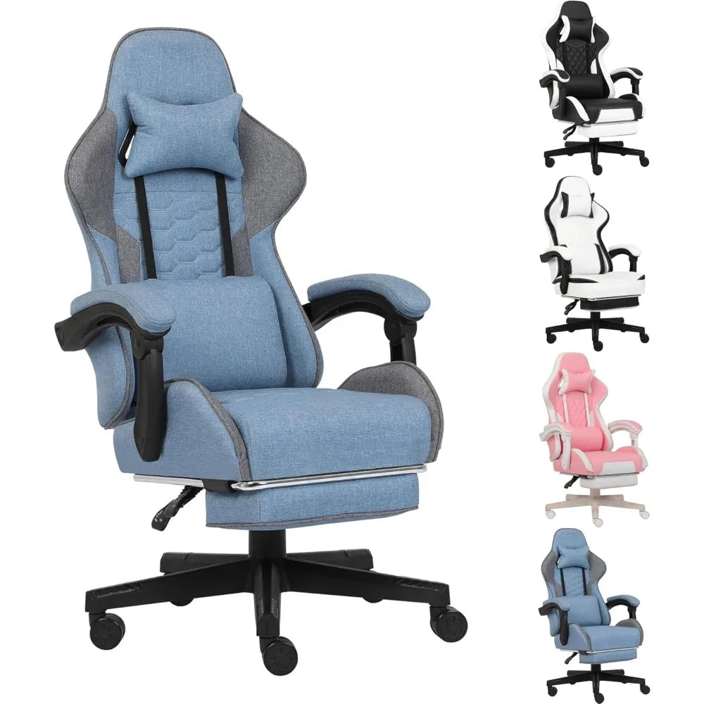Ergonomic Gaming Chair with Footrest and Armrests