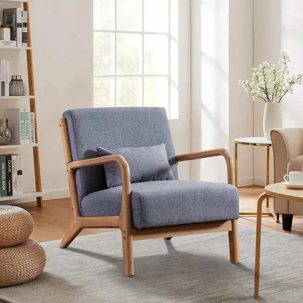 Solid Wood Casual Living Room Chair with Pillow
