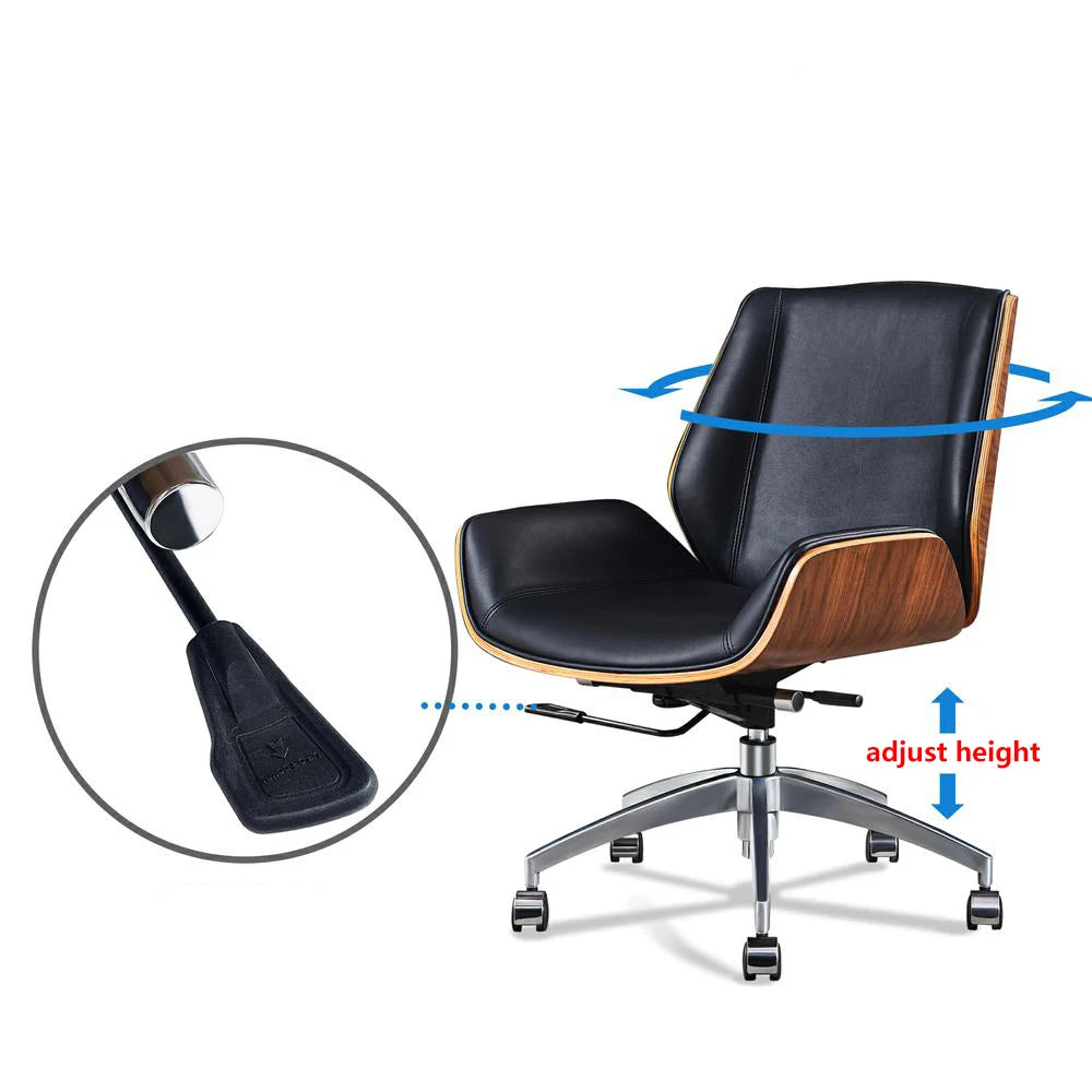 Armless Swivel Low Back Leather Office Chair