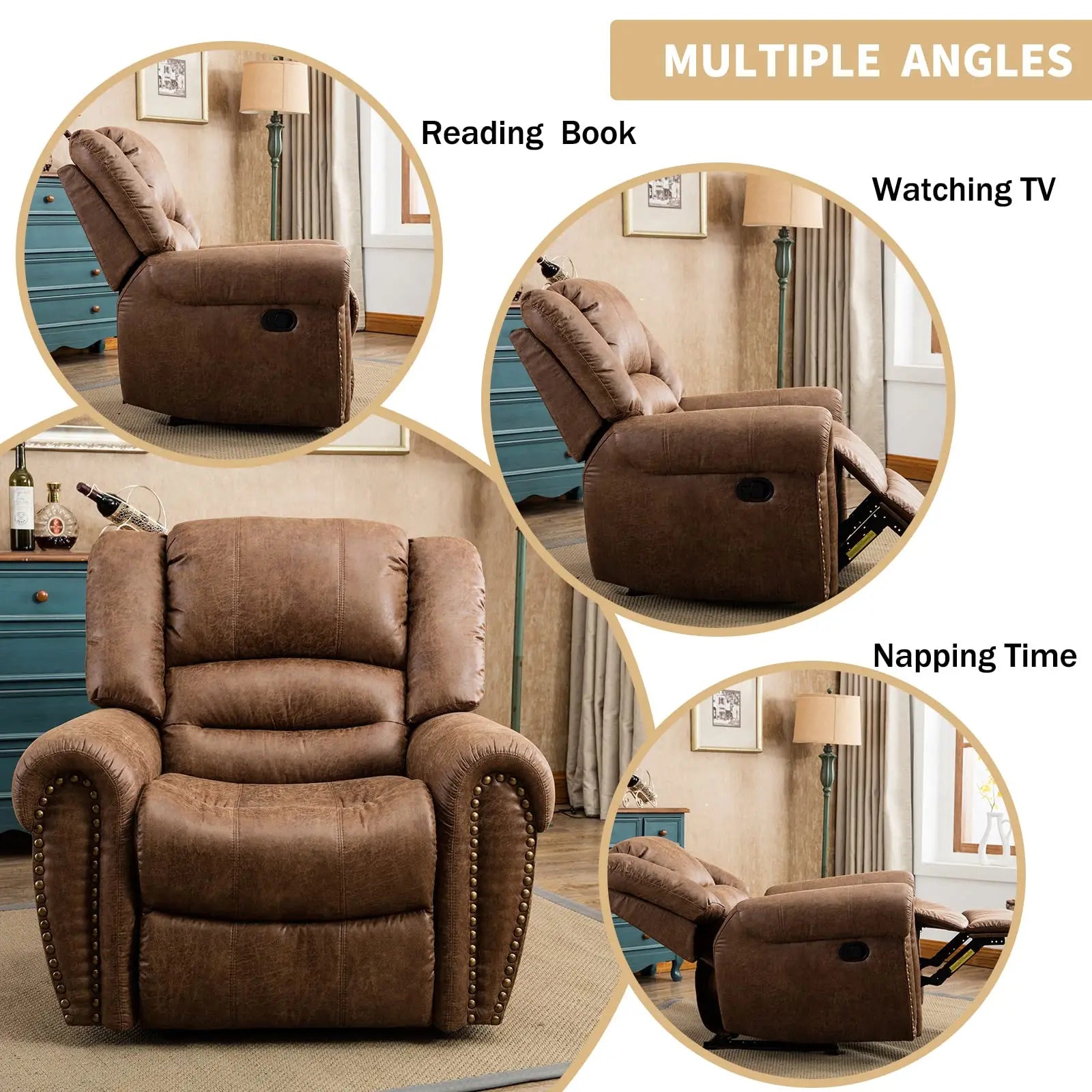Manual Leather Recliner Single Sofa Chair