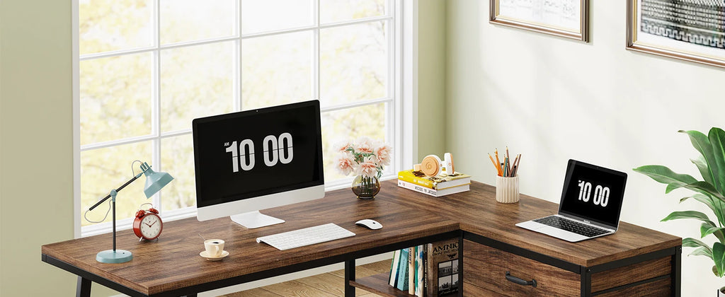 53-Inch Industrial L-Shaped Computer Desk