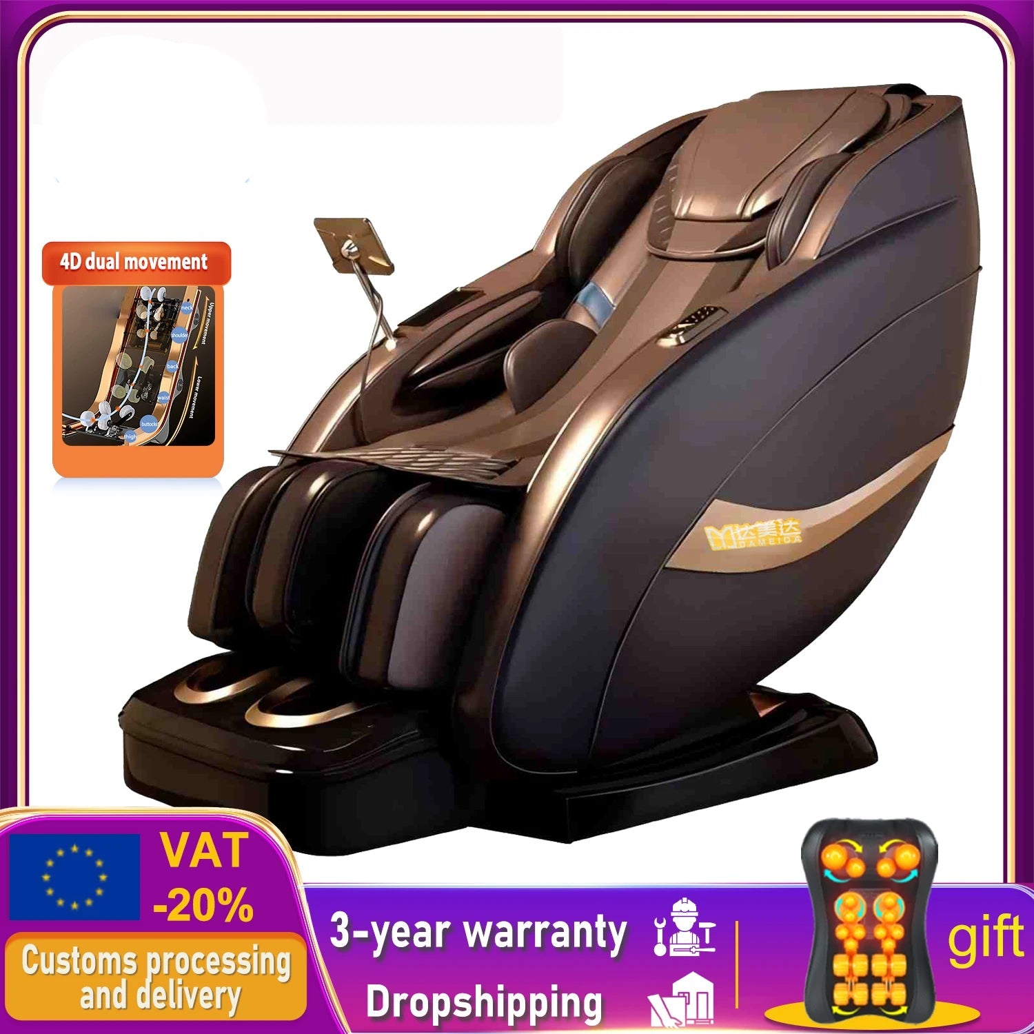 4D Full Body Zero Gravity Shiatsu Recliner