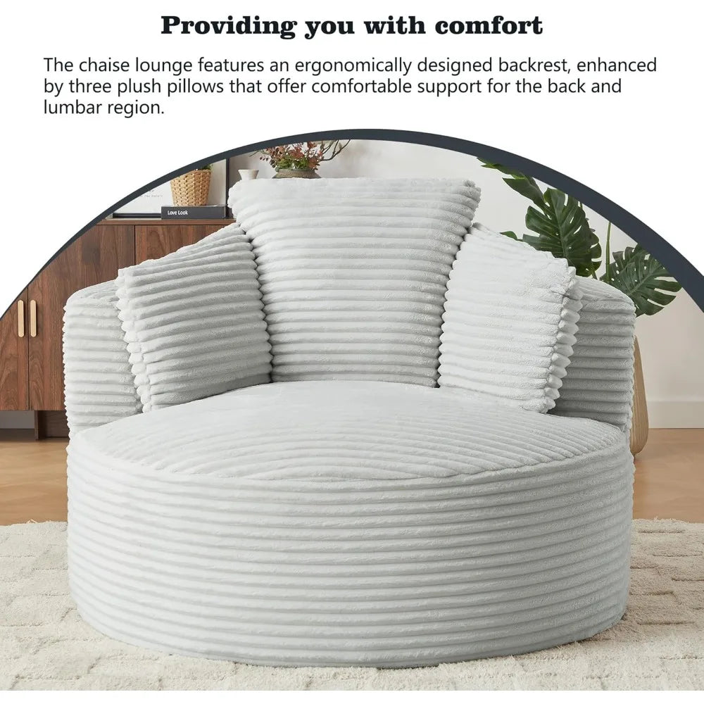 Oversized Round Corduroy Chaise Longue Chair