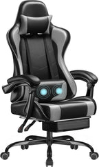 Ergonomic Gaming Chair with Footrest and Massage