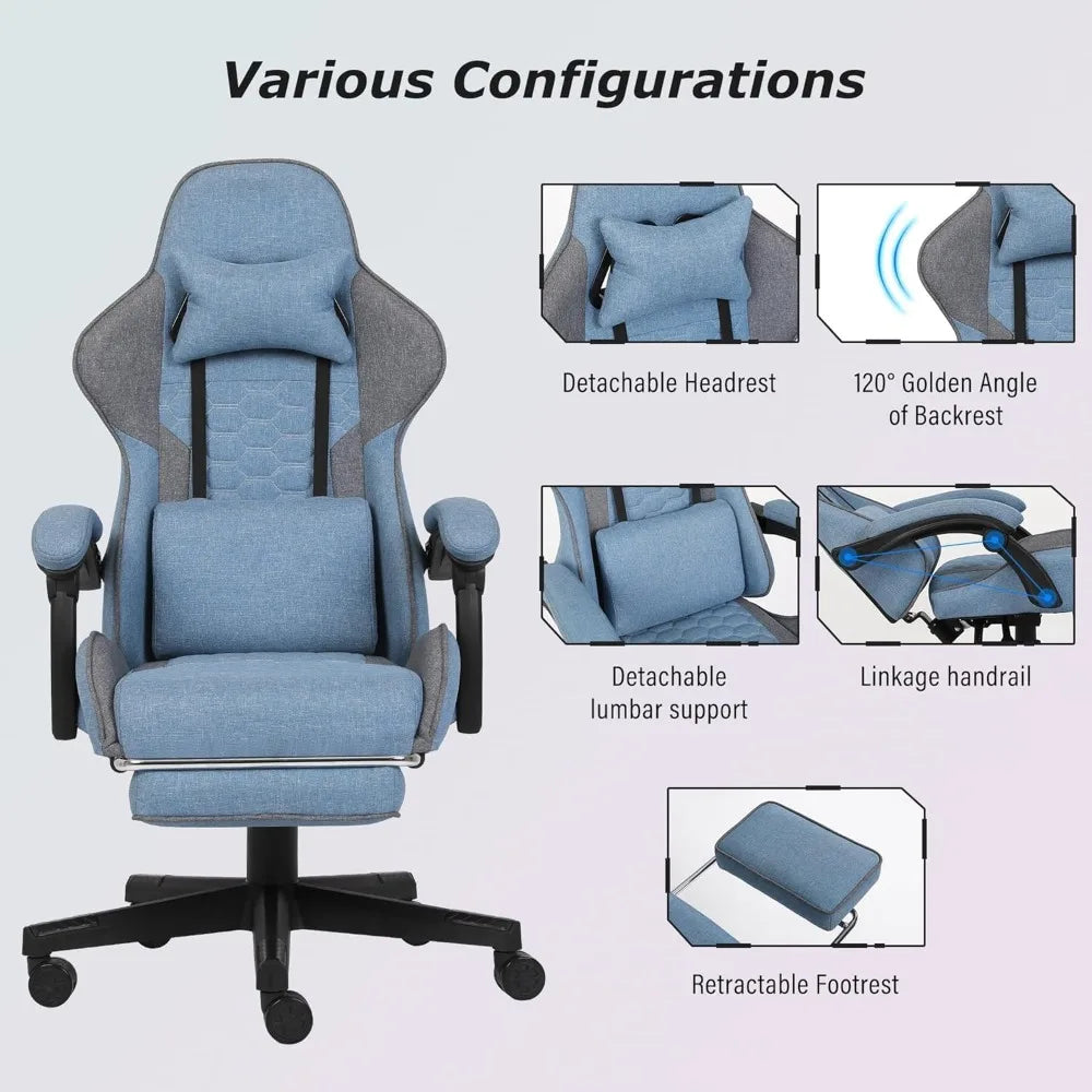 Ergonomic Gaming Chair with Footrest and Armrests
