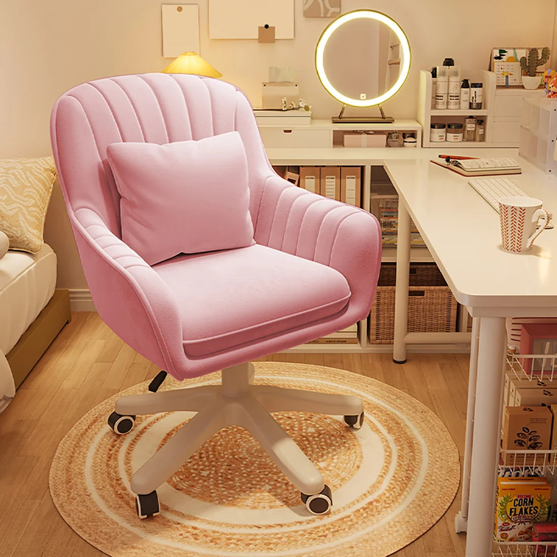 Velvet Swivel Mid-Back Tufted Office Chair