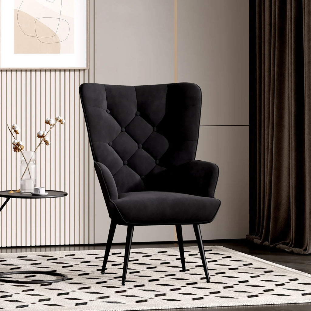 Medieval Modern High Back Velvet Armchair
