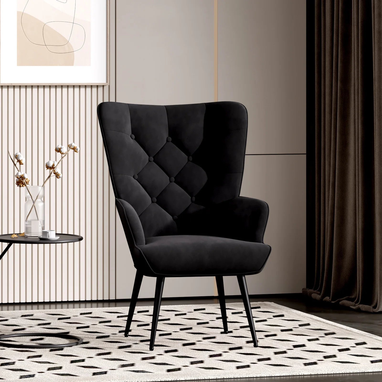 Medieval Modern High Back Velvet Armchair
