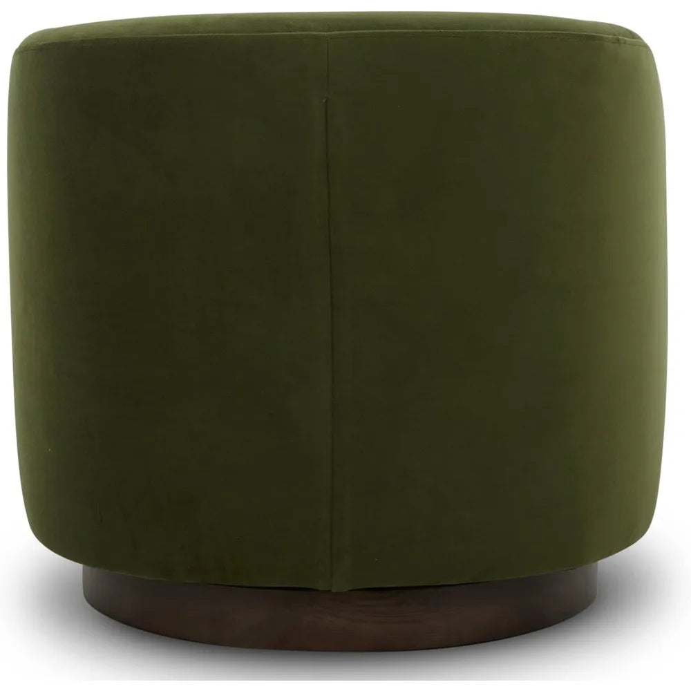 Forest Green Velvet Swivel Barrel Chair