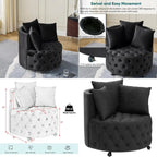 Modern Round Swivel Club Sofa with Pillows