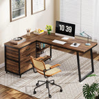 53-Inch Industrial L-Shaped Computer Desk