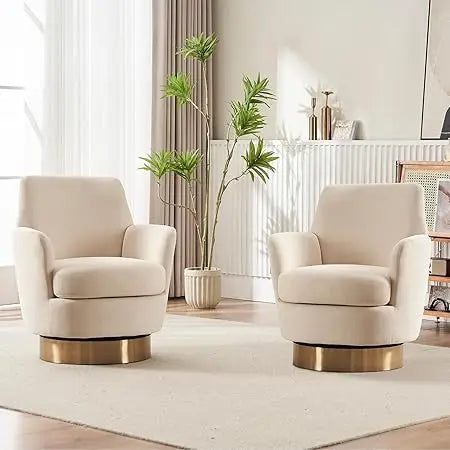 Modern Velvet Swivel Barrel Chair Set of 2