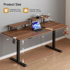 Electric Standing Desk with Adjustable Monitor Shelves