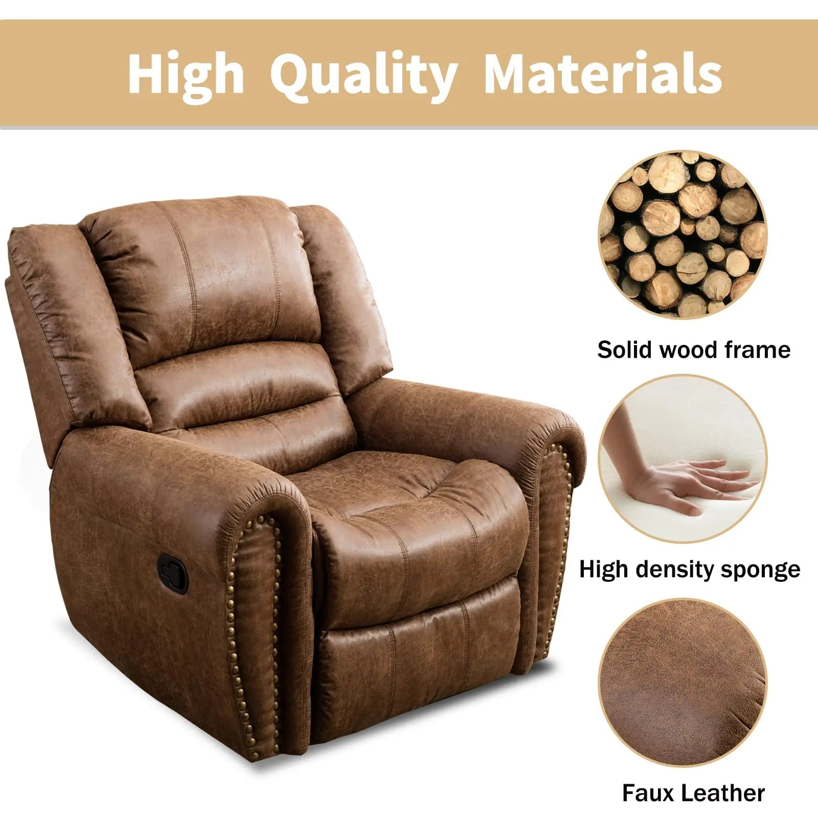 Manual Leather Recliner Single Sofa Chair