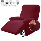 4-Piece Solid Stretch Recliner Sofa Cover