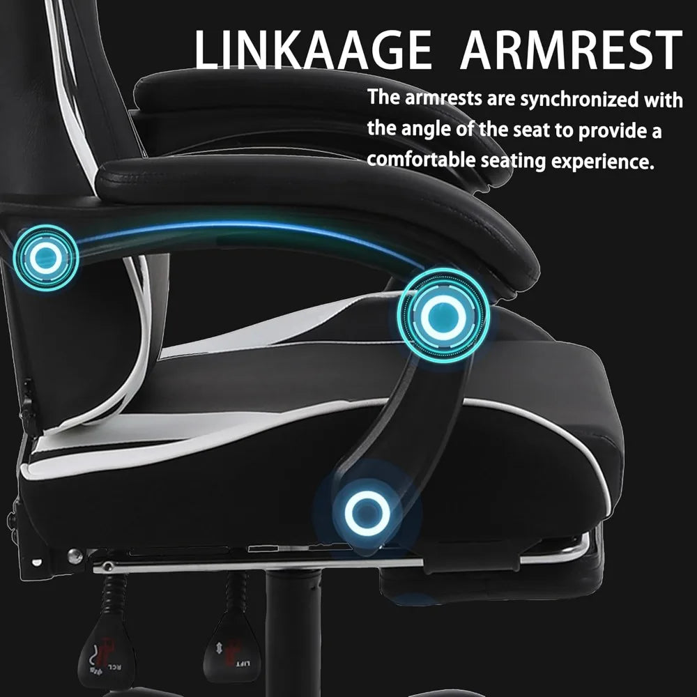 Large Ergonomic Gaming Chair with Massage and Footrest