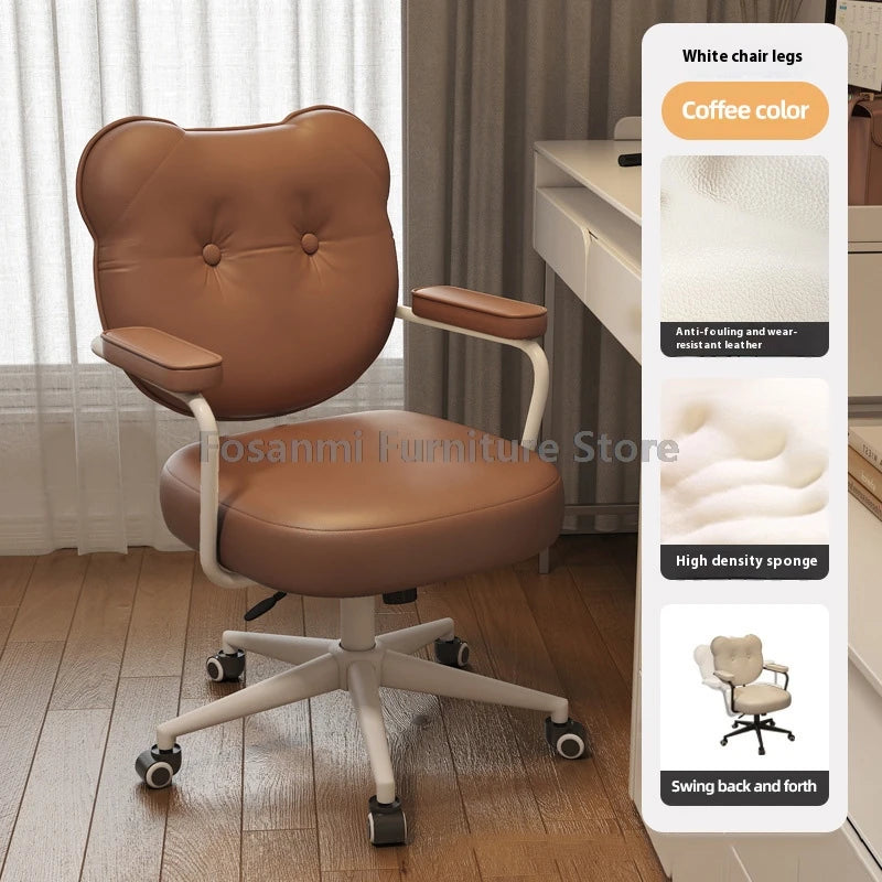 Cute Bear Shape Leather Office Chair