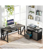 L-Shaped Executive Desk with Lateral File Cabinet