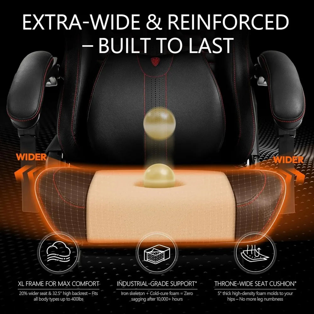 Big and Tall Gaming Chair with Massage and Footrest