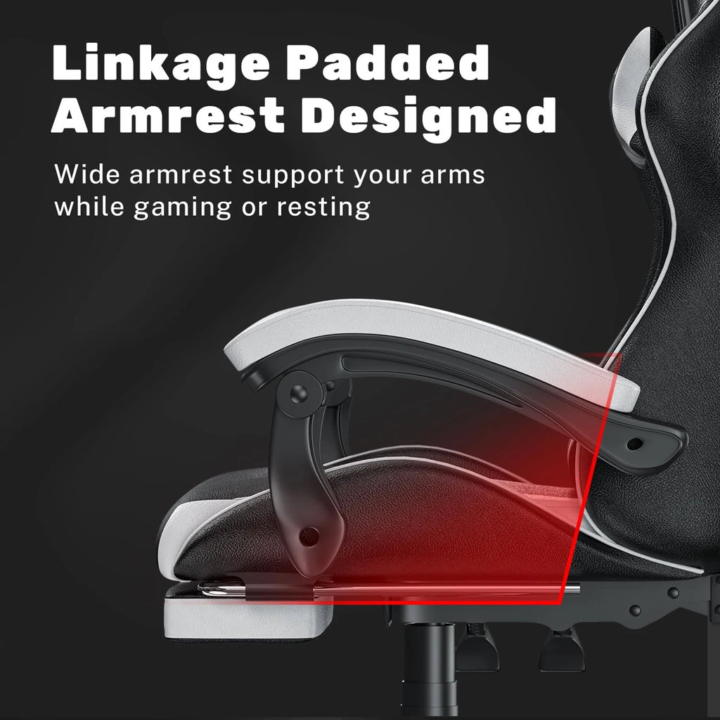 Ergonomic Gaming Chair with Footrest and Headrest