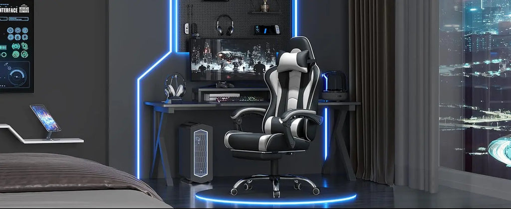 Ergonomic Gaming Chair with Massage and Footrest