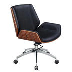 Armless Swivel Low Back Leather Office Chair