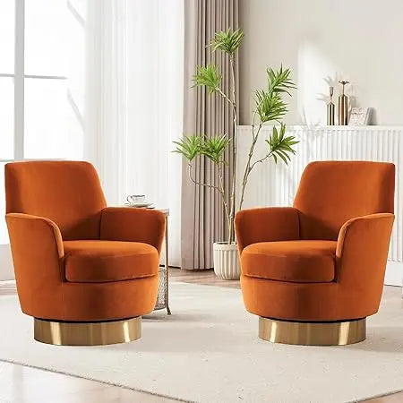 Modern Velvet Swivel Barrel Chair Set of 2