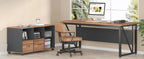 L-Shaped Executive Desk with Lateral File Cabinet