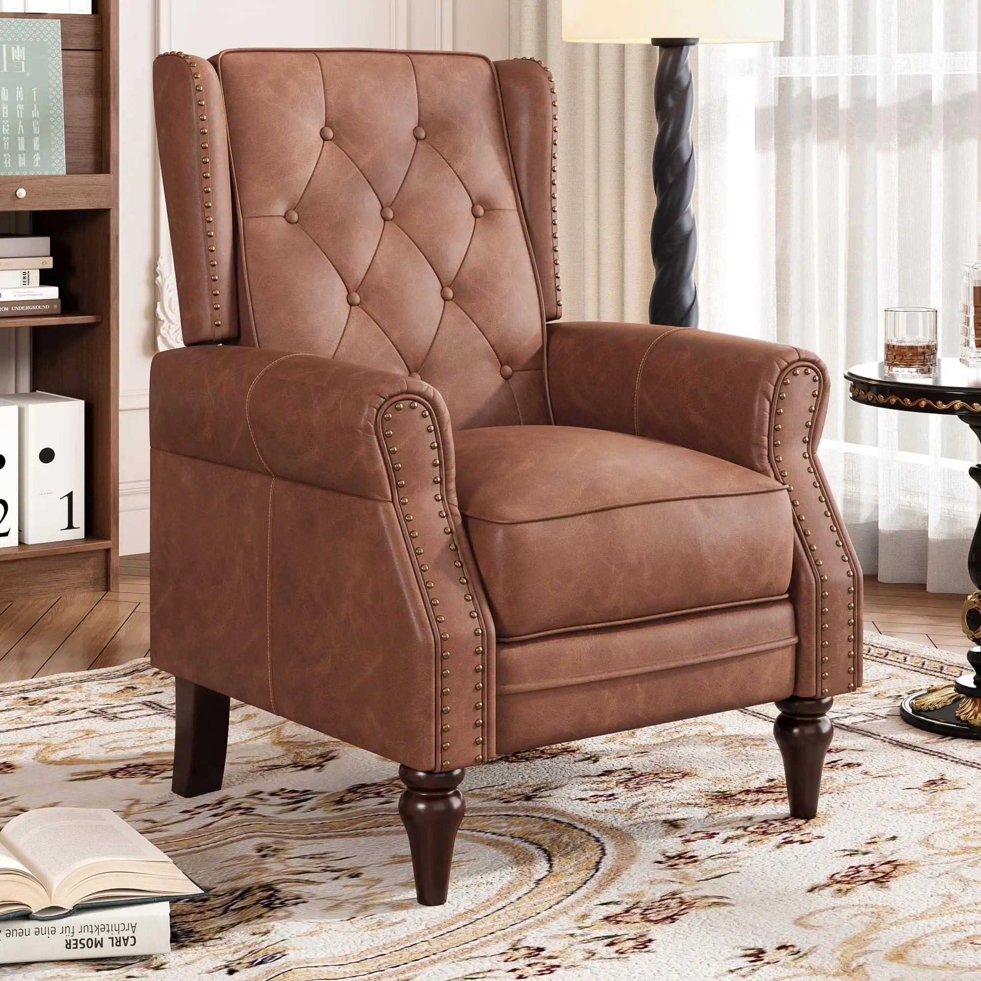 Mid Century Modern Tufted Leather Armchair