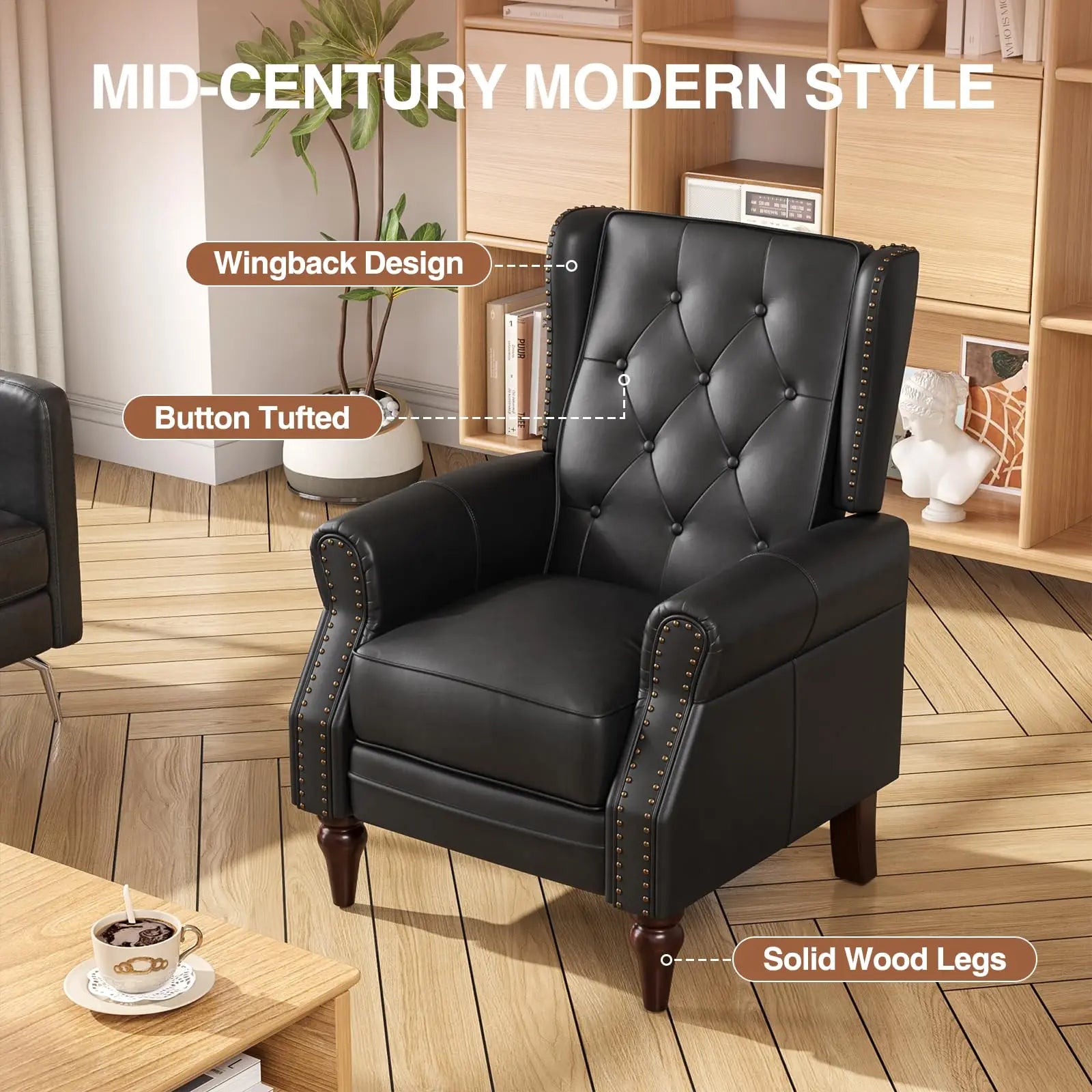 Mid Century Modern Tufted Leather Armchair