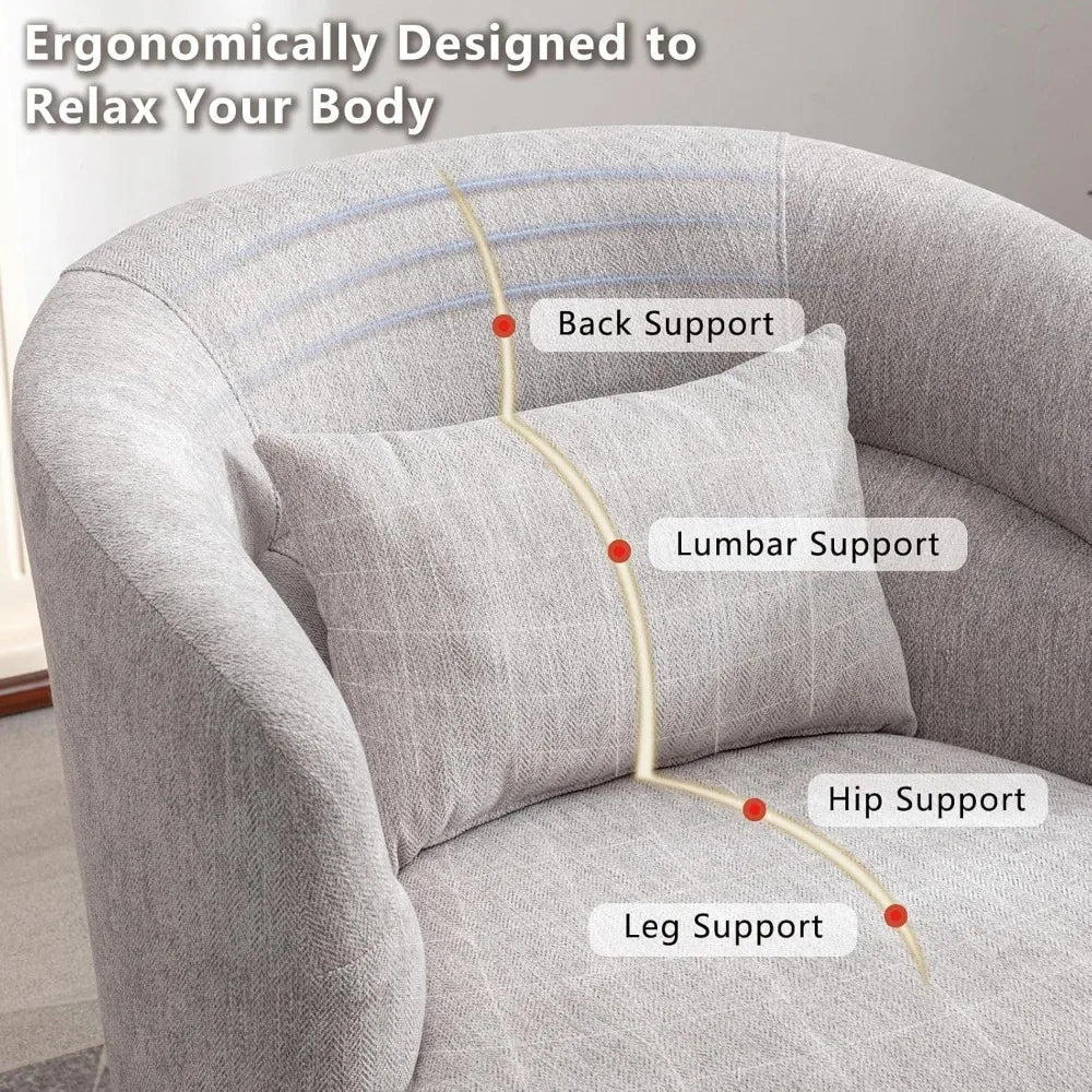Round Swivel Barrel Accent Chair with Pillow