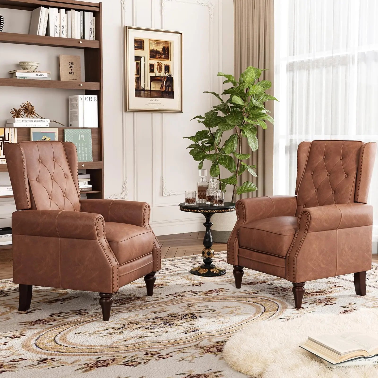 Mid Century Modern Tufted Leather Armchair