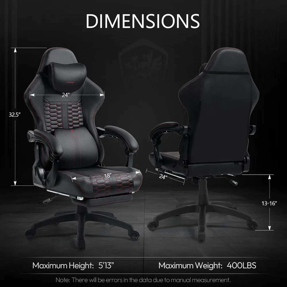 Big and Tall Gaming Chair with Massage and Footrest