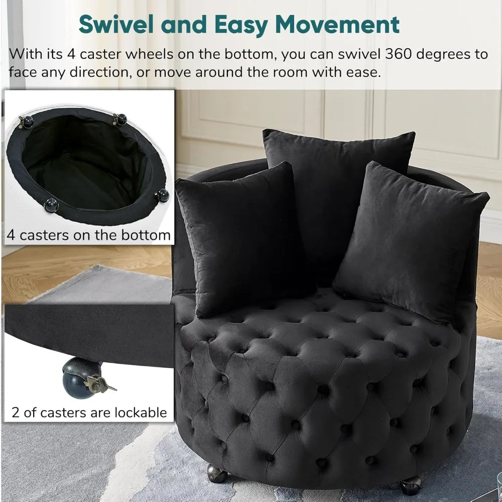 Modern Round Swivel Club Sofa with Pillows