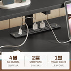 66-Inch Office Desk with Drawers and LED Lights