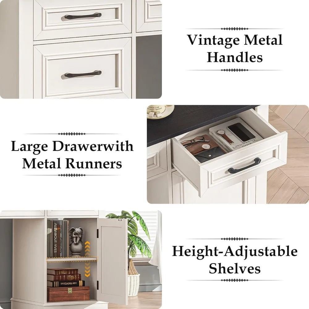 Farmhouse Executive Desk with Charging Station