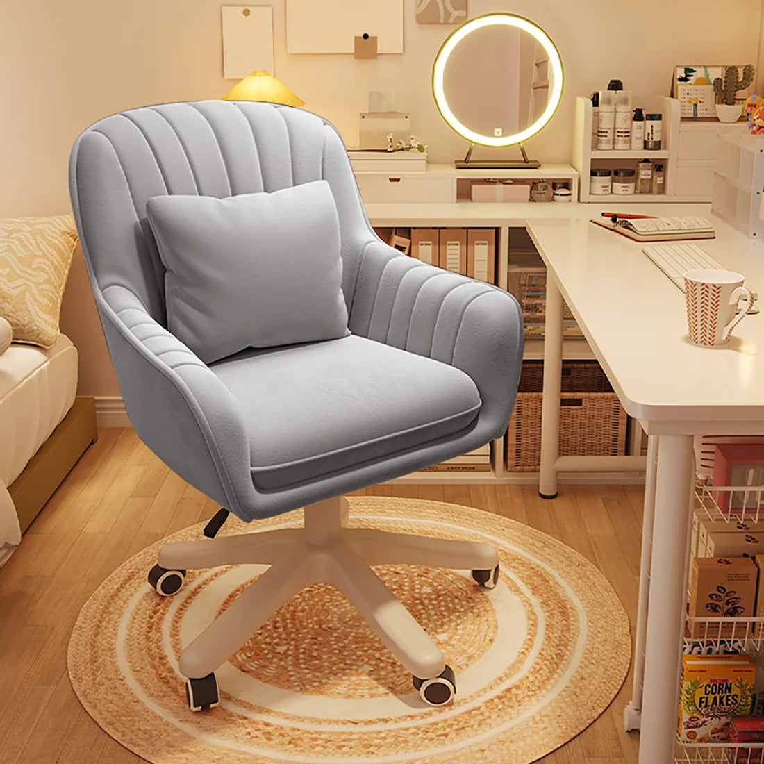 Velvet Swivel Mid-Back Tufted Office Chair