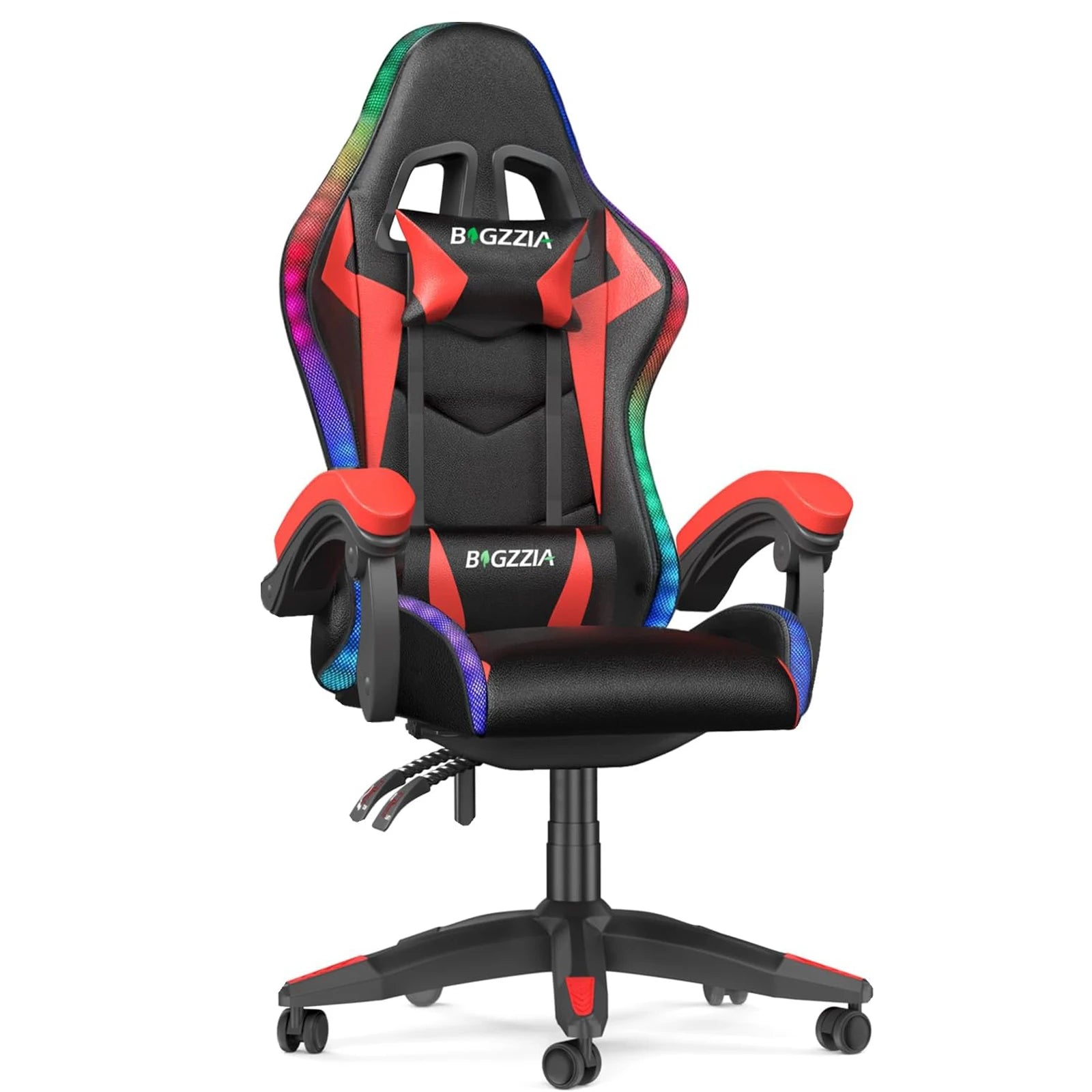 RGB Gaming Chair with LED Lights and Headrest