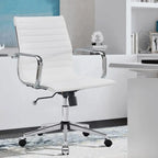Ergonomic Swivel Leather Ribbed Office Chair