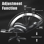 Ergonomic Gaming Chair with Footrest and Headrest