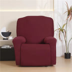 4-Piece Solid Stretch Recliner Sofa Cover