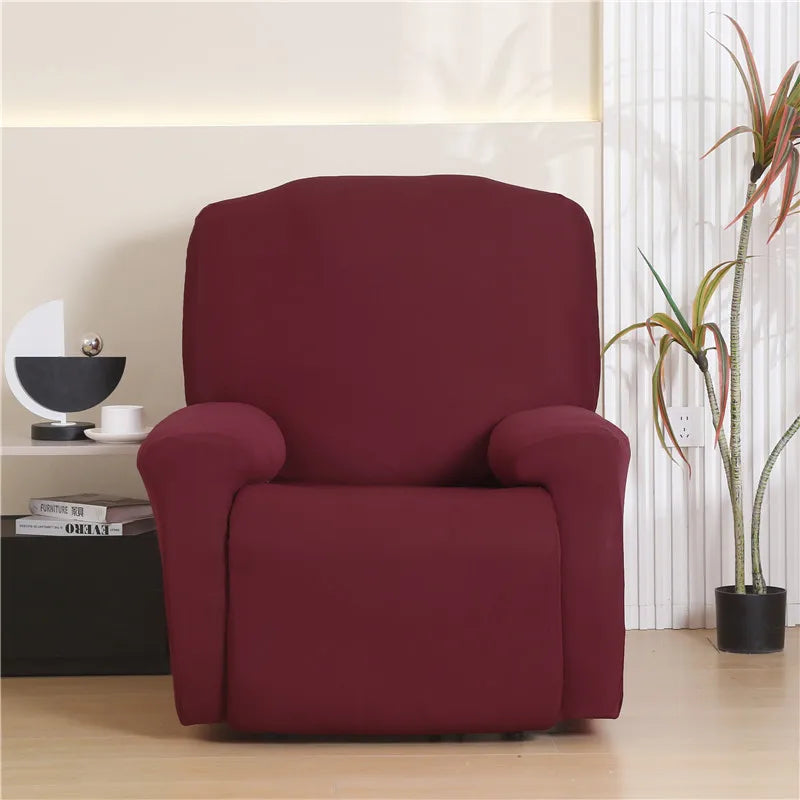 4-Piece Solid Stretch Recliner Sofa Cover