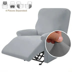 4-Piece Solid Stretch Recliner Sofa Cover