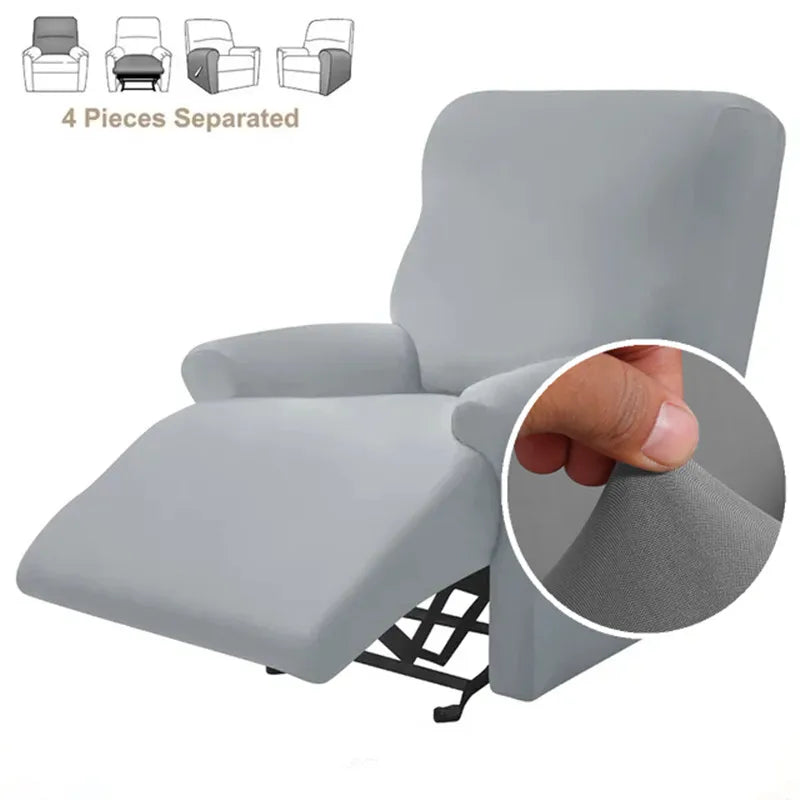 4-Piece Solid Stretch Recliner Sofa Cover