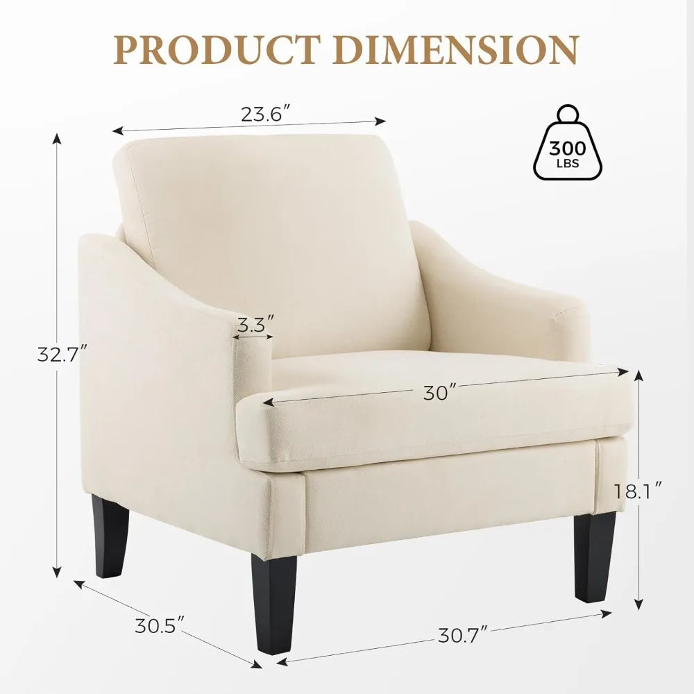 Modern Upholstered Accent Chair with Wood Legs
