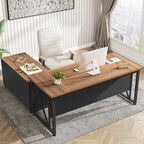 L-Shaped Executive Desk with Lateral File Cabinet