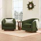 Forest Green Velvet Swivel Barrel Chair