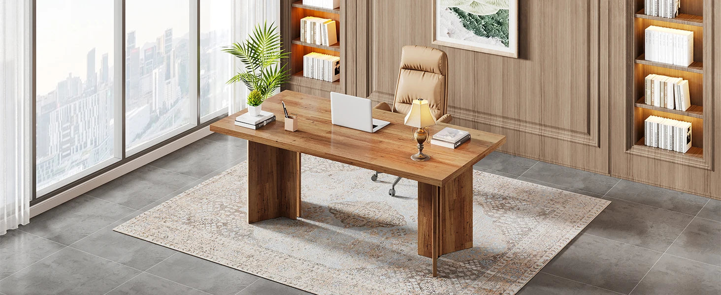 63-Inch Vintage Farmhouse Executive Office Desk