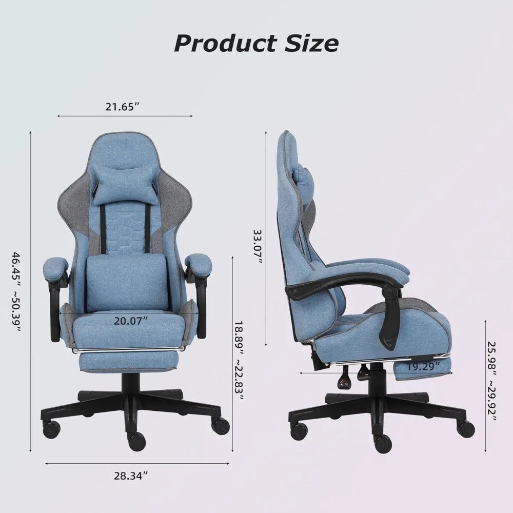 Ergonomic Gaming Chair with Footrest and Armrests