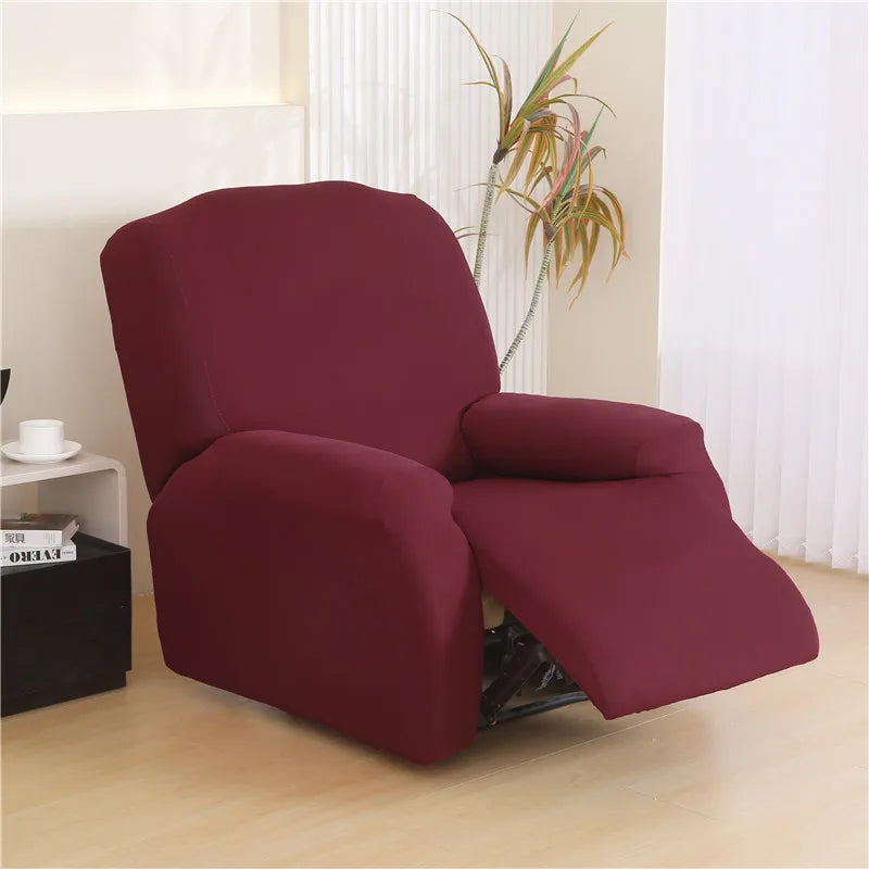 4-Piece Solid Stretch Recliner Sofa Cover